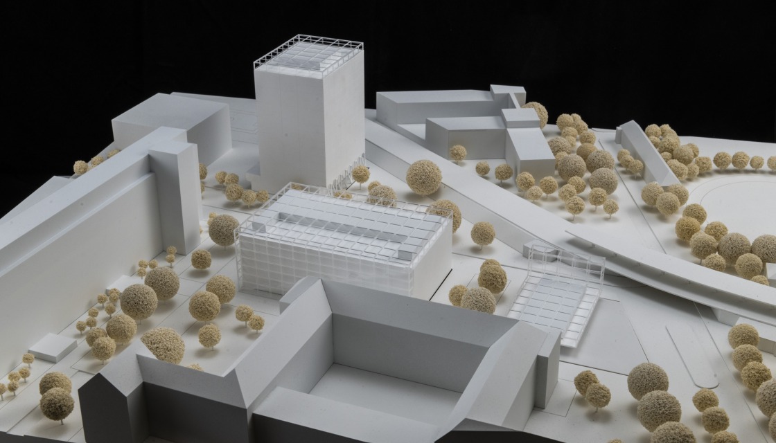 Model view of the new entrance area towards the station from the winning design by ROBERTNEUN Architekten
