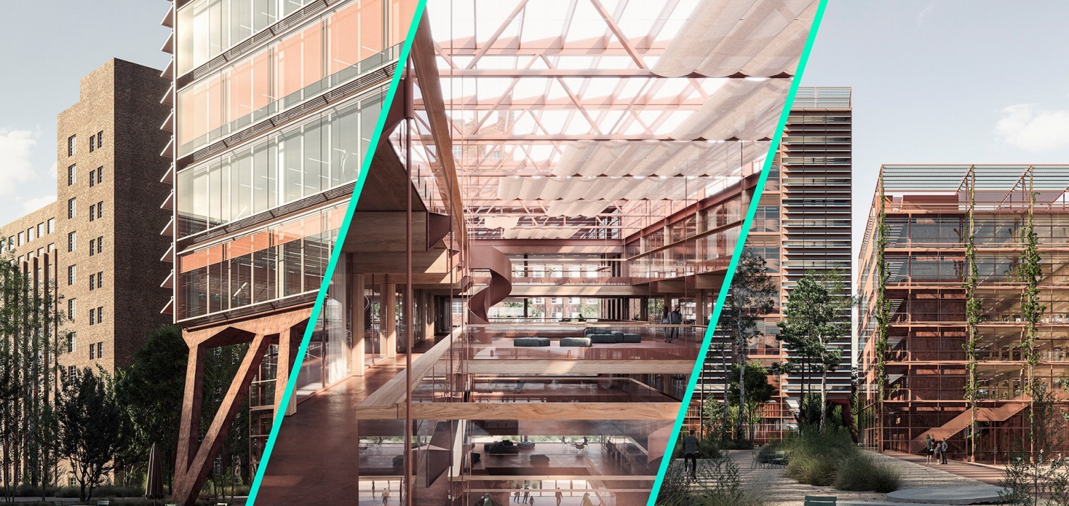 Three different renderings how the Siemensstadt will look like in the future