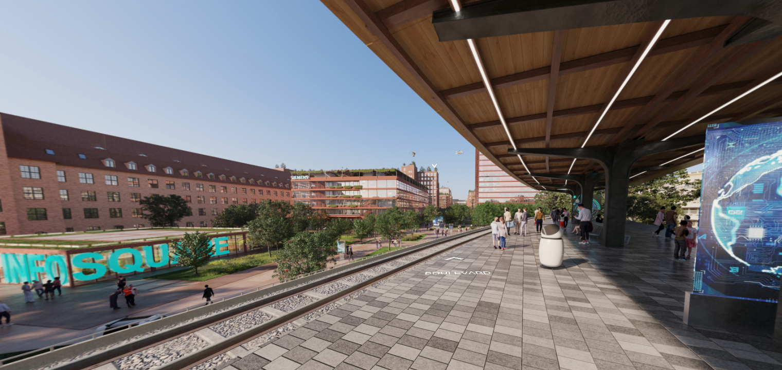 Impression of the virtual city tour in Siemensstadt starting from the train station