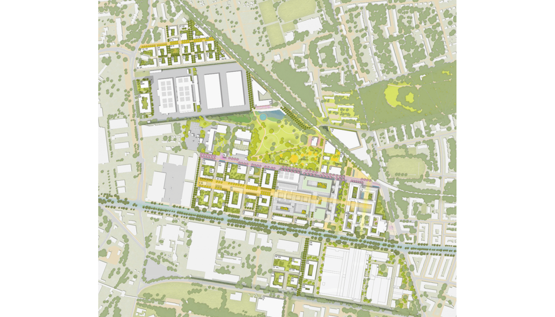 Design of Dietrich Untertrifaller, site plan of the Siemensstadt 2.0