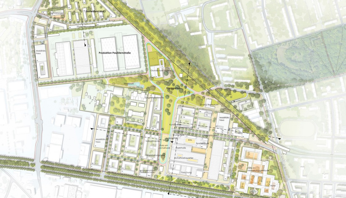 Design of West 8, site plan of the Siemensstadt 2.0