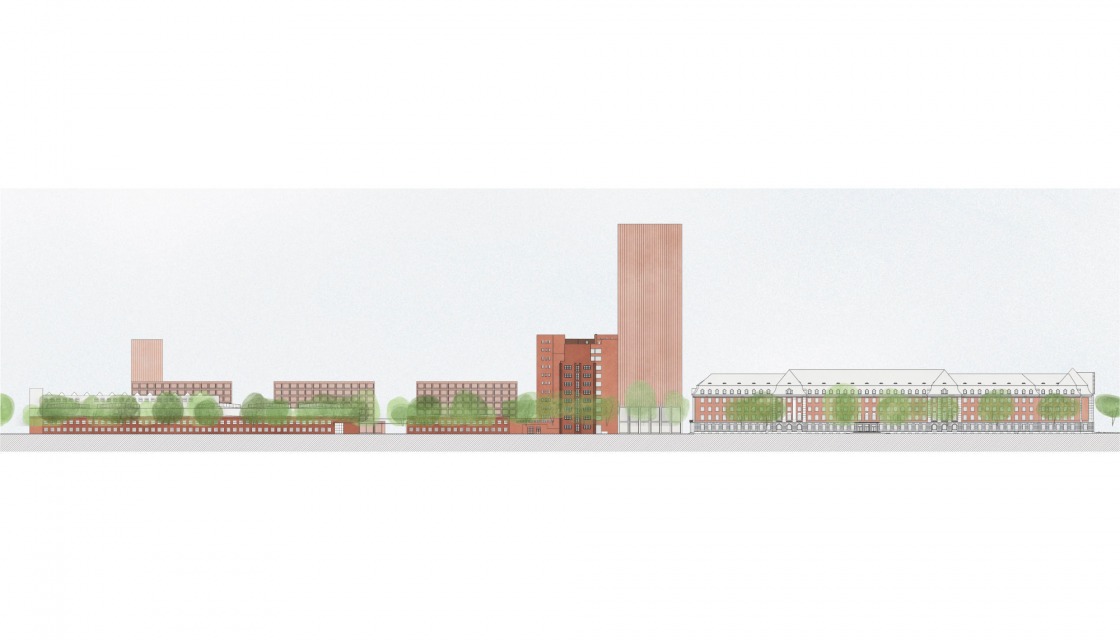 Entwurf von ROBERTNEUN, seitliche Ansicht der neuen Siemensstadt 2.0