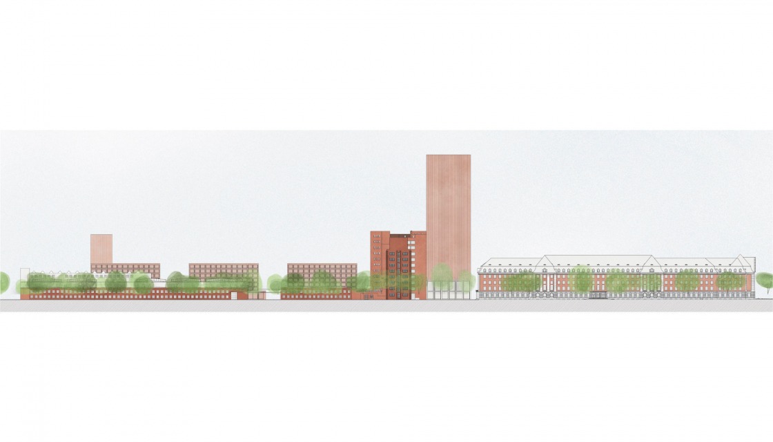 Entwurf von ROBERTNEUN, seitliche Ansicht der neuen Siemensstadt 2.0