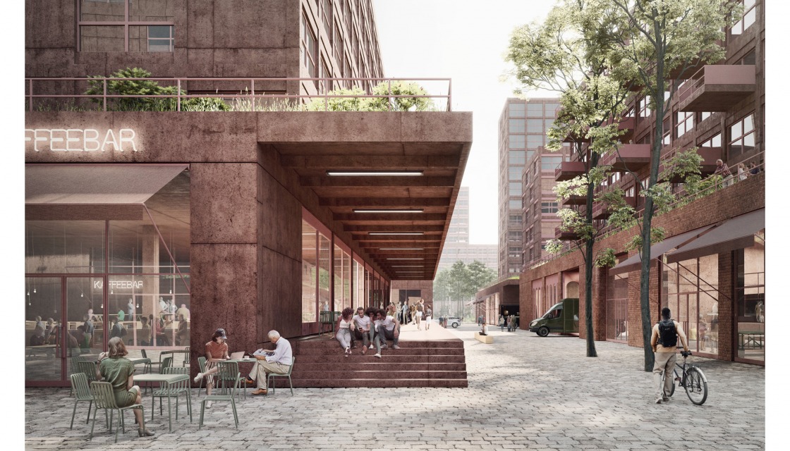 Entwurf von ROBERTNEUN, Detail-Perspektive der Kaffeebar in der neuen Siemensstadt 2.0