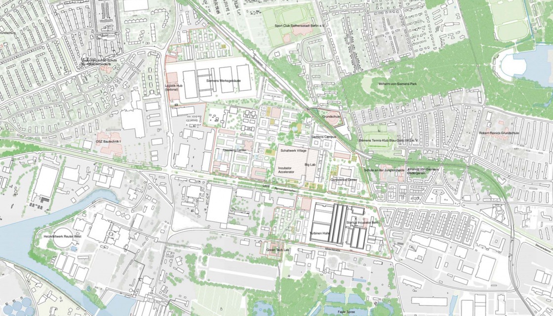 Design of LIN Architekten, site plan of the siemensstadt 2.0