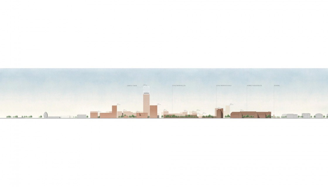 Entwurf von Ortner &amp; Ortner Baukunst, seitliche Ansicht auf die neue Siemensstadt 2.0