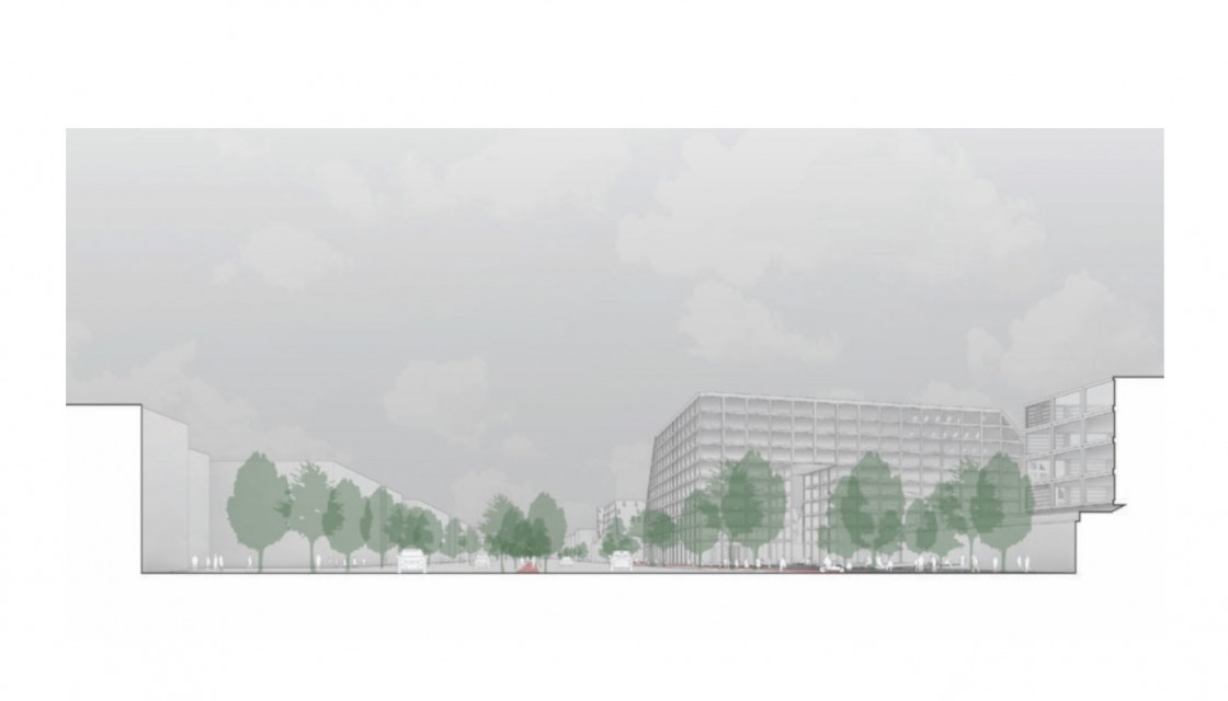 Design of Snøhetta Oslo AS, cross-section of the Siemensstadt 2.0