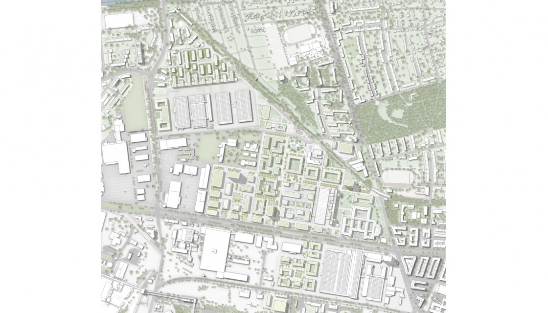 Design of Kleihues + Kleihues, site plan of the Siemensstadt 2.0