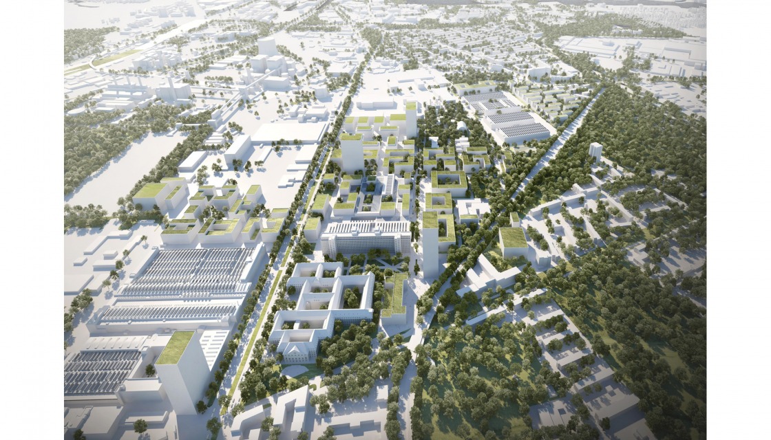 Entwurf von Kleihues + Kleihues, Modell von der neuen Siemensstadt 2.0