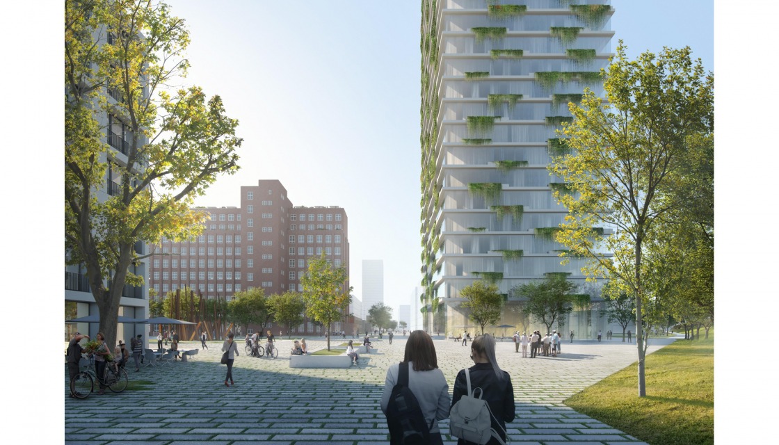 Entwurf von Kleihues + Kleihues, Detail-Perspektive der neuen Siemensstadt 2.0