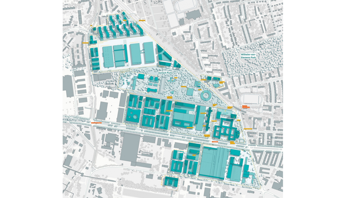 Design of Ernst Niklaus Fausch Partner AG, site plan of the Siemensstadt 2.0