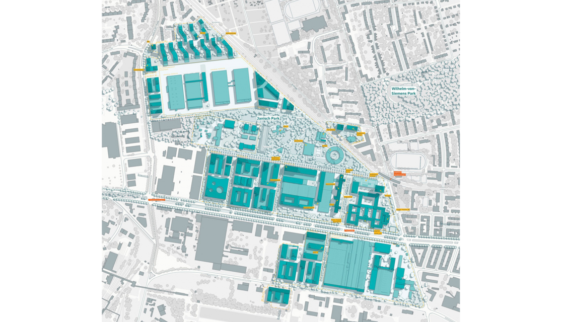 Design von Ernst Niklaus Fausch Partner AG, Lageplan der Siemensstadt 2.0