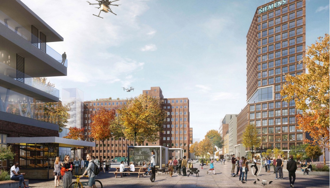 Entwurf von ASTOC, Perspektive der neuen Siemensstadt 2.0