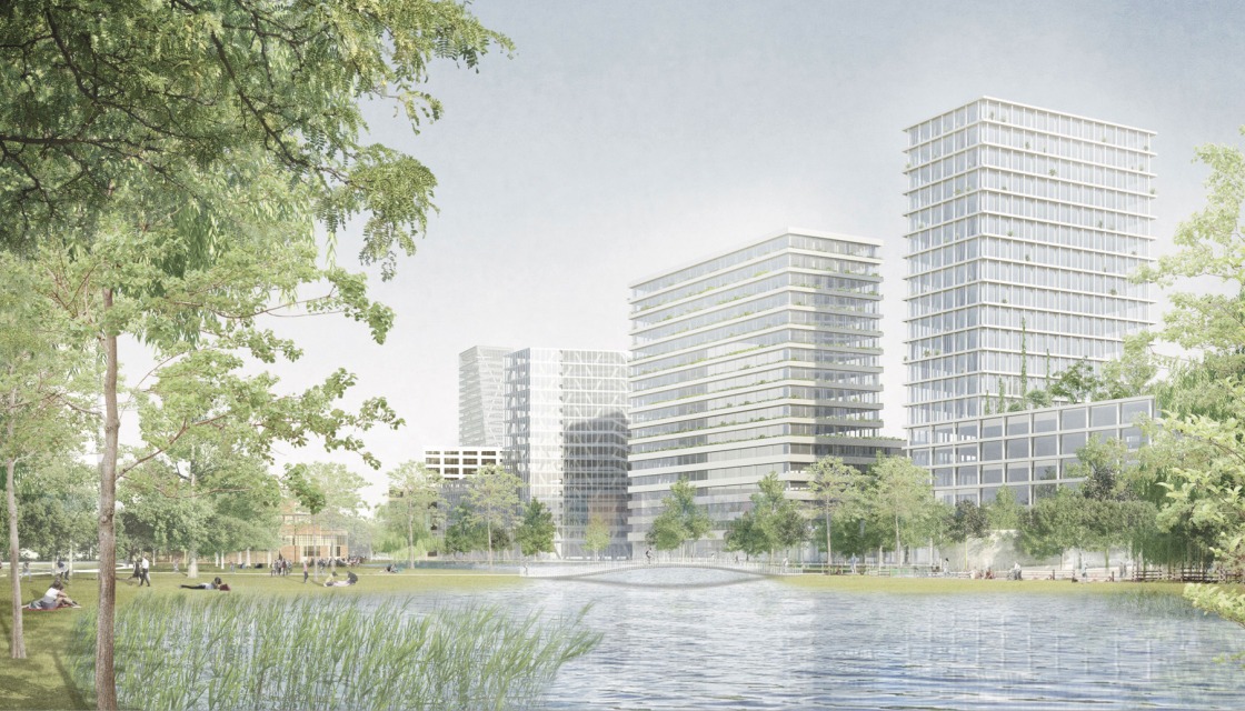 Entwurf von KIM NALLEWEG, Perspektive der neuen Siemensstadt 2.0