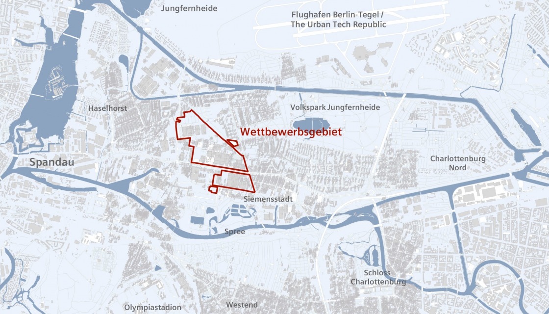 Lageplan mit Umrissen der Siemensstadt Square in Berlin