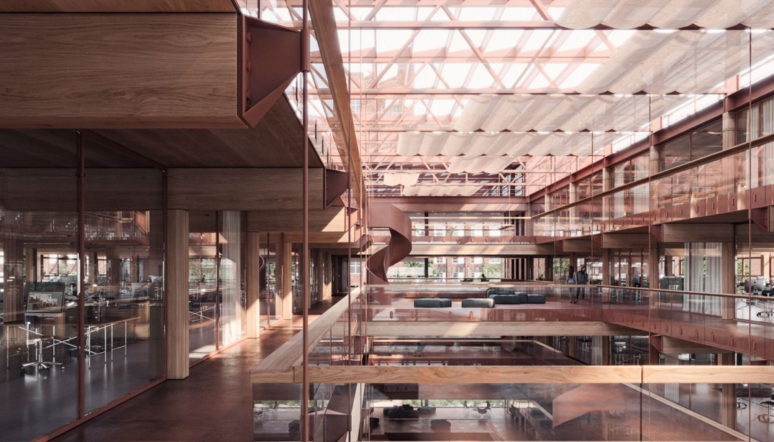 Inside view of the court building from the winning design by ROBERTNEUN Architekten