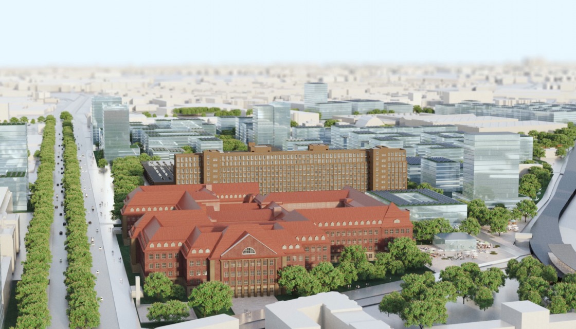 Ein animiertes Modell von einzelnen Gebäuden der neuen Siemensstadt