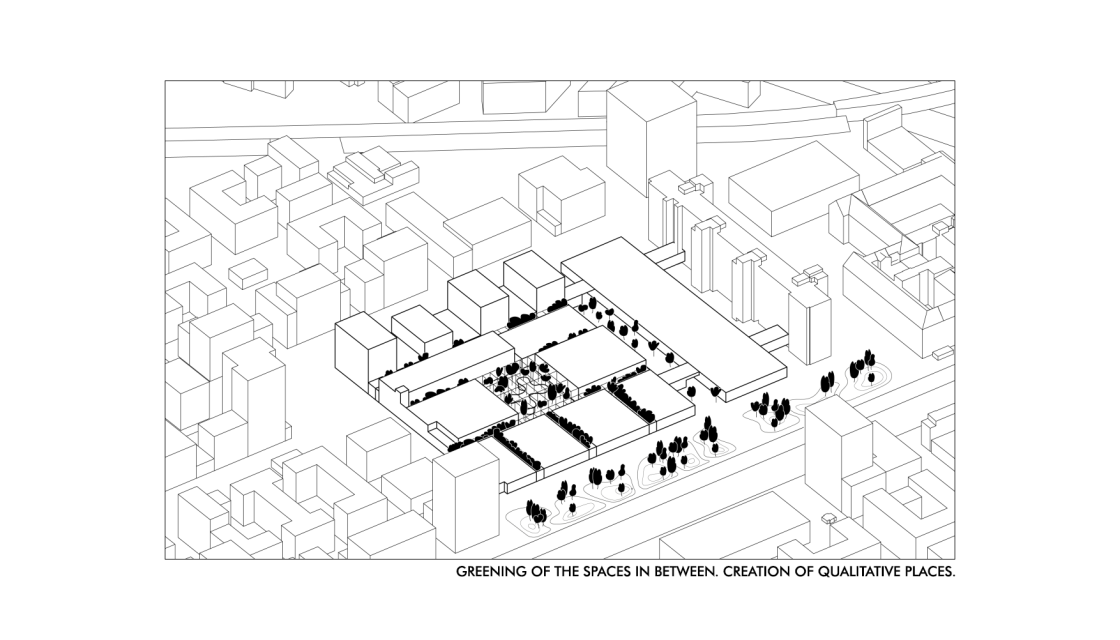 Vegetation: Greening of the spaces in-between. Creation of qualitative places.