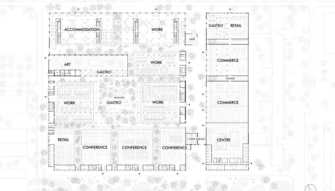 Building layout: Division plan of the individual rooms.