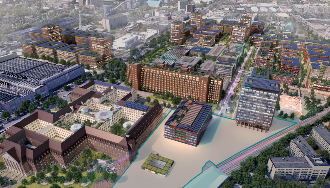 Bird&#039;s eye view of Siemensstadt Square in Berlin