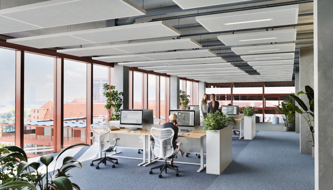16 floors of agile working environments: innovative rental space for offices and an inviting conference floor on the 1st floor are being created here.