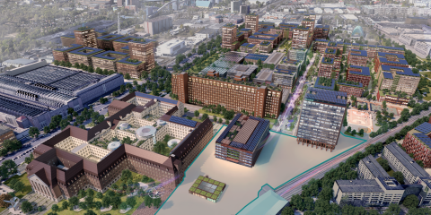 Bird&#039;s eye view of Siemensstadt Square in Berlin