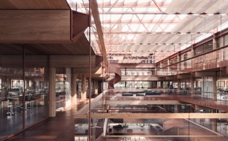 Inside view of the court building from the winning design by ROBERTNEUN Architekten