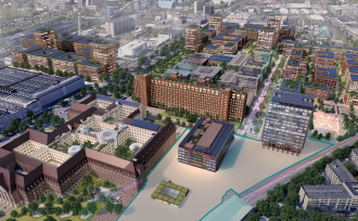 Bird's eye view of the Siemensstadt Square